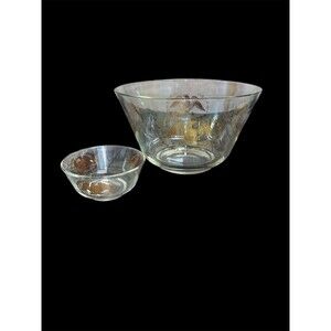 MCM Anchor Hocking Chip & Dip Bowl Set Vintage 1960’s Zodiac 24k Gold Design